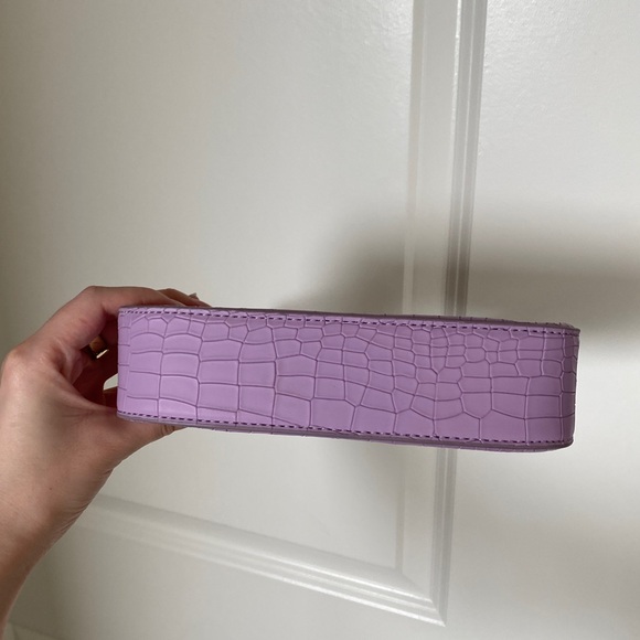 PrettyLittleThing Lilac Croc Buckle Front Shoulder Bag | Purple Purse - Picture 7 of 15